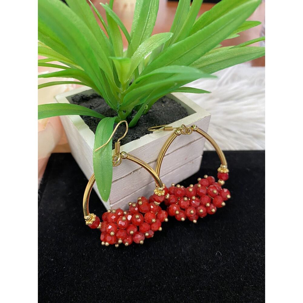 ARTISANAL 14k Gold Filled 2.5" Chandelier Shape Crystal Handmade Wire Earrings